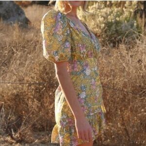 New RAHI Puff Shoulder Floral Print Petra Dress Size:L